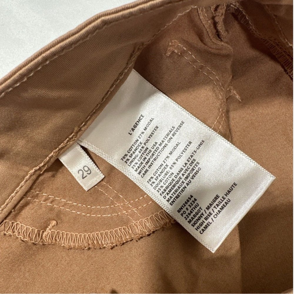 NEW $243 L'AGENCE [ 29 ] Margot Crop Skinny‎ Jeans In Camel Cream Tan - Picture 15 of 16